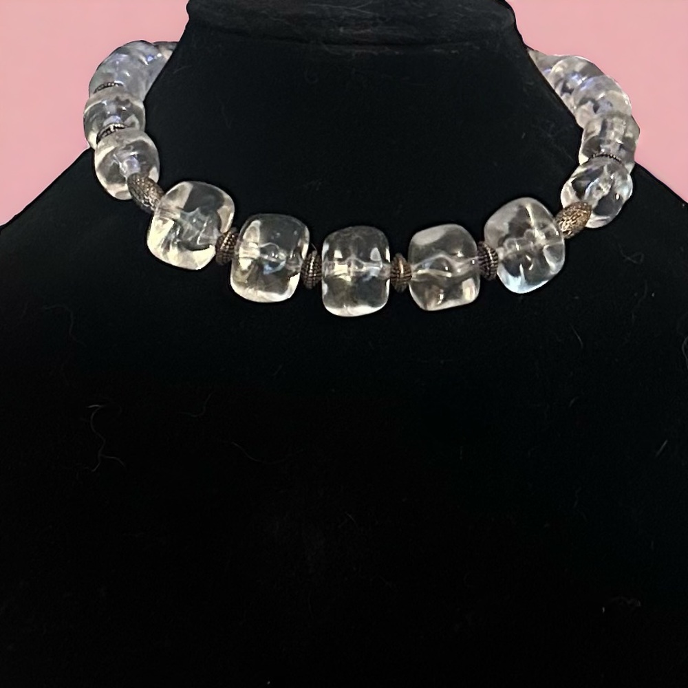 Chico’s clear ice cube bead collar necklace